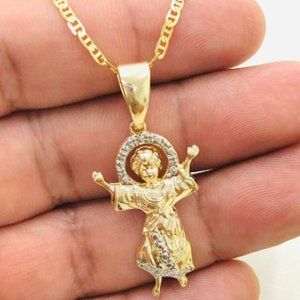 Cadena del Divino Nino para Mujer en Oro Laminado 20" CZ Divine Child Necklace